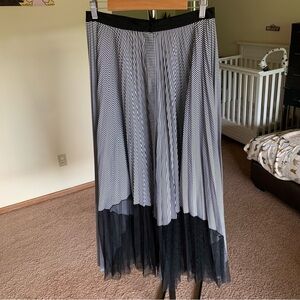Smarteez Striped Mesh Pleated Maxi Skirt